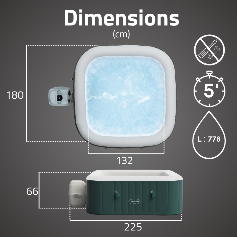 Spa gonflable carré 4-6 places Lay-Z-Spa Ibiza Airjet Spa gonflable carré 4-6 places Lay-Z-Spa Ibiza Airjet