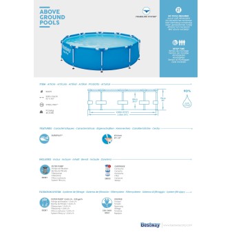 Piscine hors sol Steel Pro ronde 305 x 76 cm bleu clair