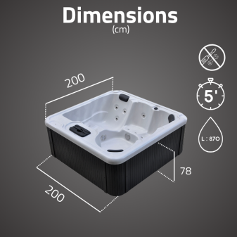 Spa acrylique rectangulaire 5 places 200 x 200 x 78 cm Spa acrylique rectangulaire 5 places 200 x 200 x 78 cm