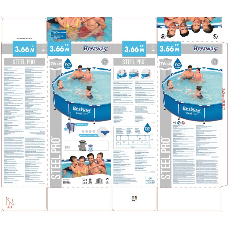 Piscine hors sol ronde Steel Pro 366 x 76 cm bleu clair