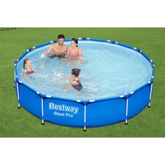 Piscine hors sol ronde Steel Pro 366 x 76 cm bleu clair
