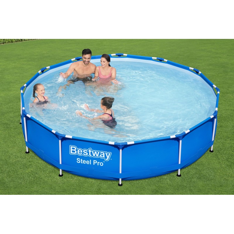 Piscine hors sol ronde Steel Pro 366 x 76 cm bleu clair