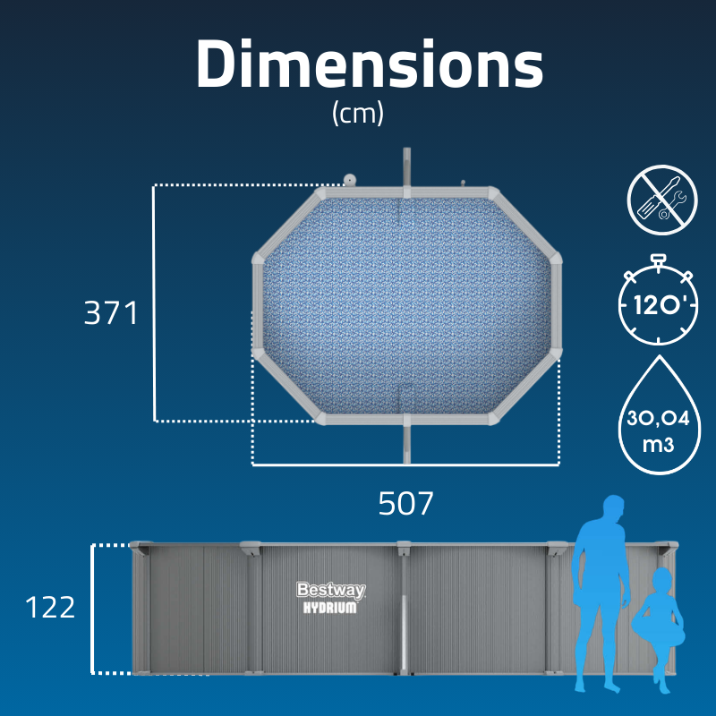 Piscine Acier Ovale Bestway Hydrium 500x366 Gris Clair Piscine Acier Ovale Bestway Hydrium 500x366 Gris Clair