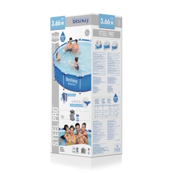 Piscine hors sol ronde Steel Pro 366 x 76 cm bleu clair
