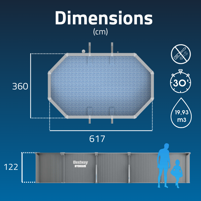 Piscine acier hors sol ovale Hydrium 610 x 360 x 120 cm
