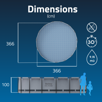 Piscine tubulaire ronde 366x100 cm Steel Pro Max sans accessoire