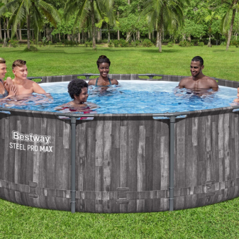 Piscine tubulaire ronde 366 x 100 cm Steel Pro Max décor bois
