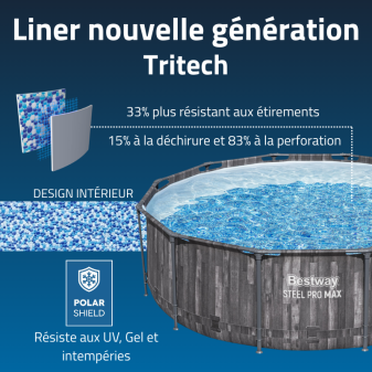 Piscine tubulaire ronde 366 x 100 cm Steel Pro Max décor bois