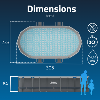 Piscine Tubulaire Rect. Bestway Steel Pro Max 305x200 Grise