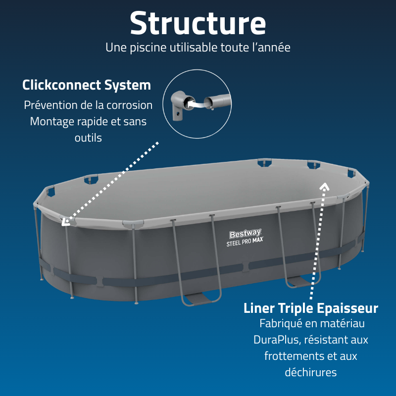 Piscine hors sol ovale 305x200x84cm Steel Pro Max sans accessoires