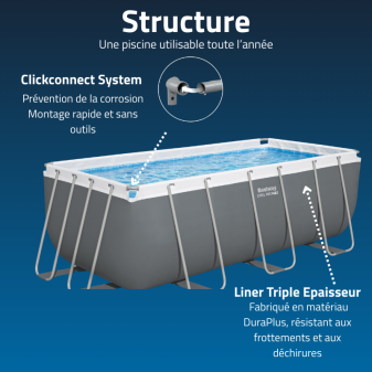 Piscine Tubulaire Rect. Bestway Steel Pro Max 412x201 Grise Piscine Tubulaire Rect. Bestway Steel Pro Max 412x201 Grise