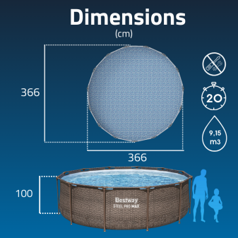 Piscine Tubulaire Ronde Bestway Steel Pro Max 366x100 Rotin
