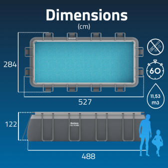 Piscine tubulaire rectangle 488x244x122cm sans accessoires Steel Pro Max