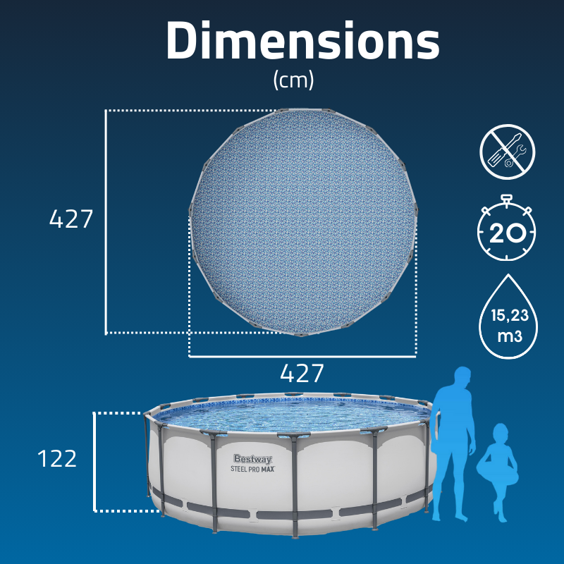 Piscine tubulaire ronde 427 x 122 cm Steel Pro Max sans accessoires Piscine tubulaire ronde 427 x 122 cm Steel Pro Max sans accessoires