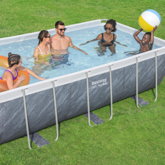Piscine tubulaire rectangle 404x201x100 cm Steel Pro Max effet marbre