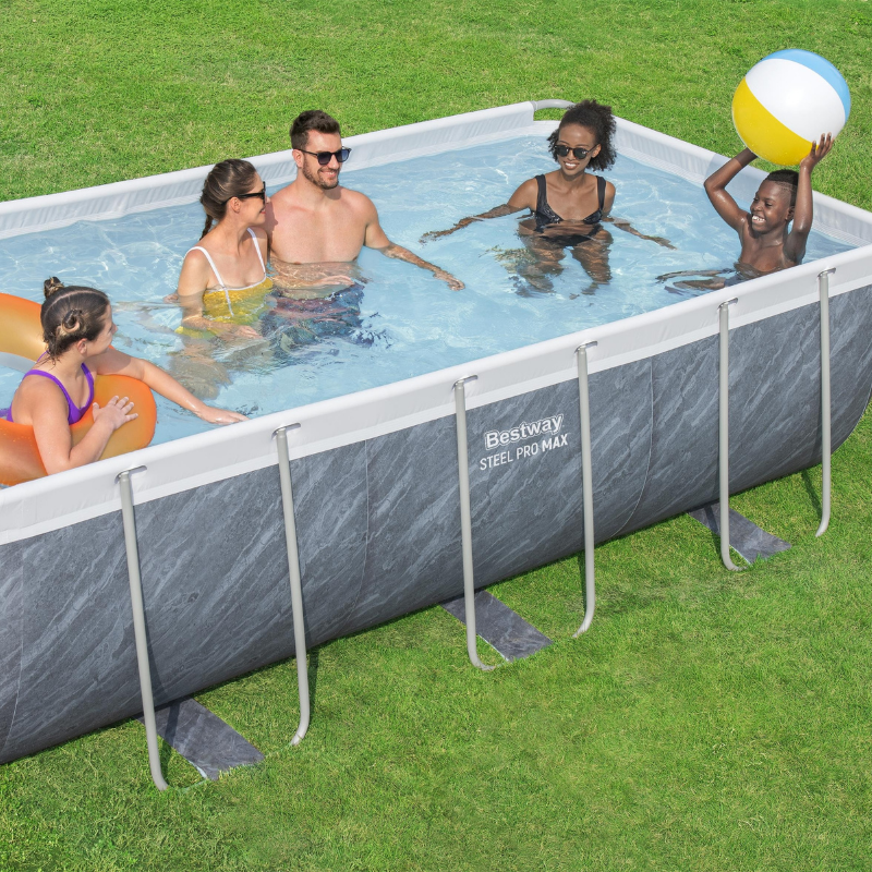 Piscine tubulaire rectangle 404x201x100 cm Steel Pro Max effet marbre