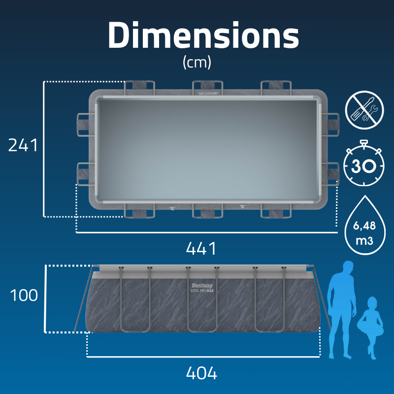 Piscine tubulaire rectangle 404x201x100 cm Steel Pro Max effet marbre