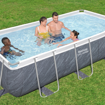 Piscine tubulaire rectangle 404x201x100 cm Steel Pro Max effet marbre