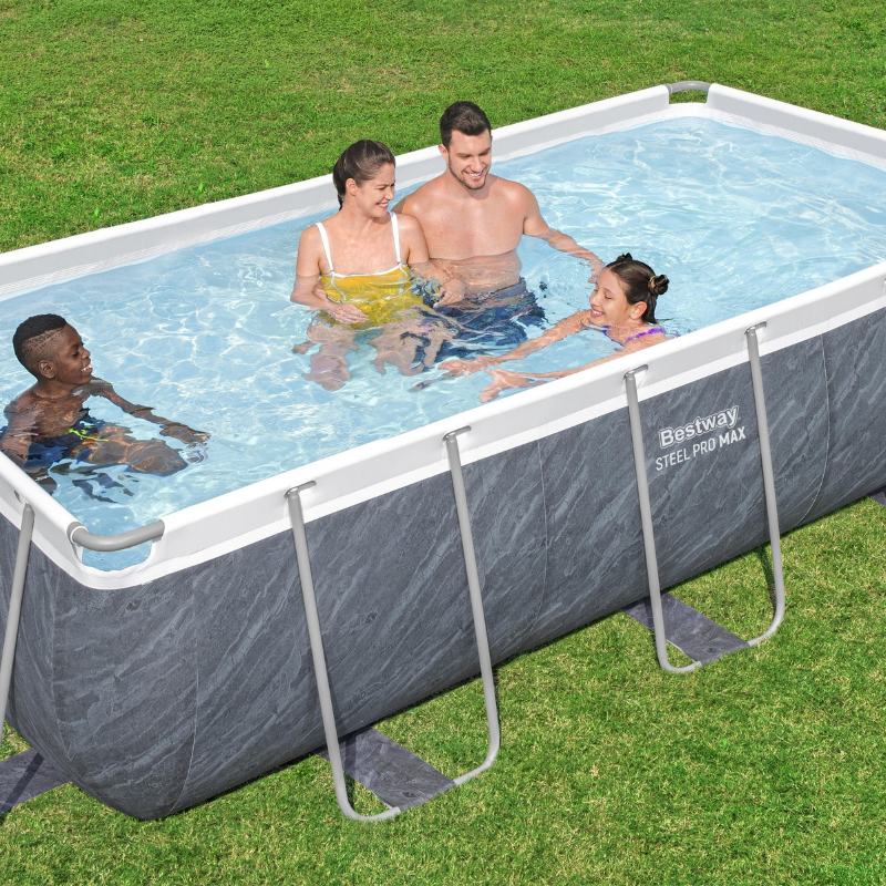 Piscine tubulaire rectangle 404x201x100 cm Steel Pro Max effet marbre