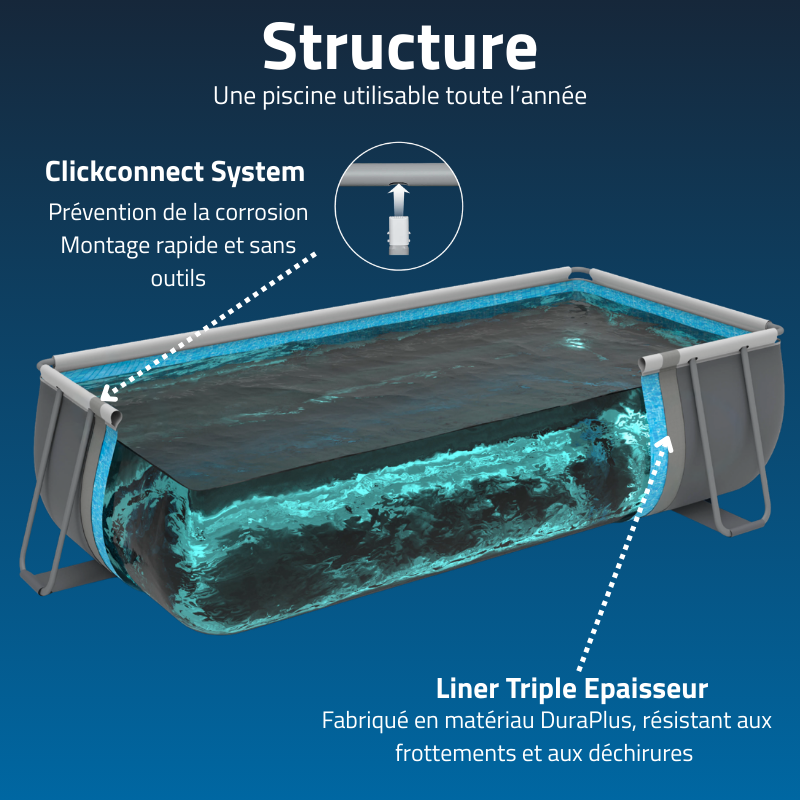 Piscine tubulaire rectangle 404x201x100 cm Steel Pro Max effet marbre