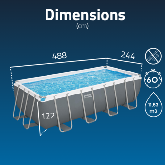 Piscine Tubulaire Rect. Bestway Steel Pro Max  488x244 Grise