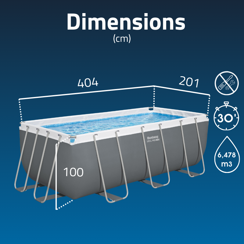 Piscine Tubulaire Rect. Bestway Power Steel 404x201 Grise