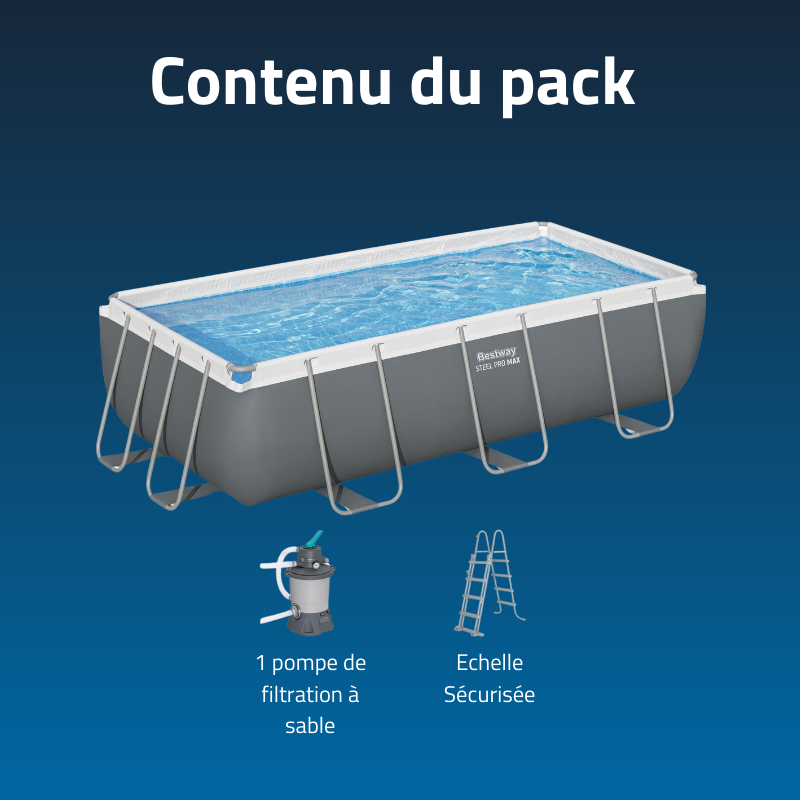 Piscine Tubulaire Rect. Bestway Steel Pro Max 404x201 Grise
