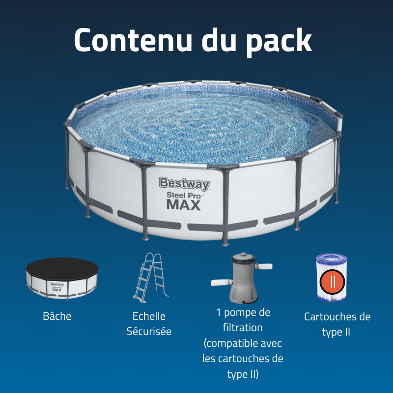 Piscine Tubulaire Ronde Bestway Steel Pro Max 427x107 Grise