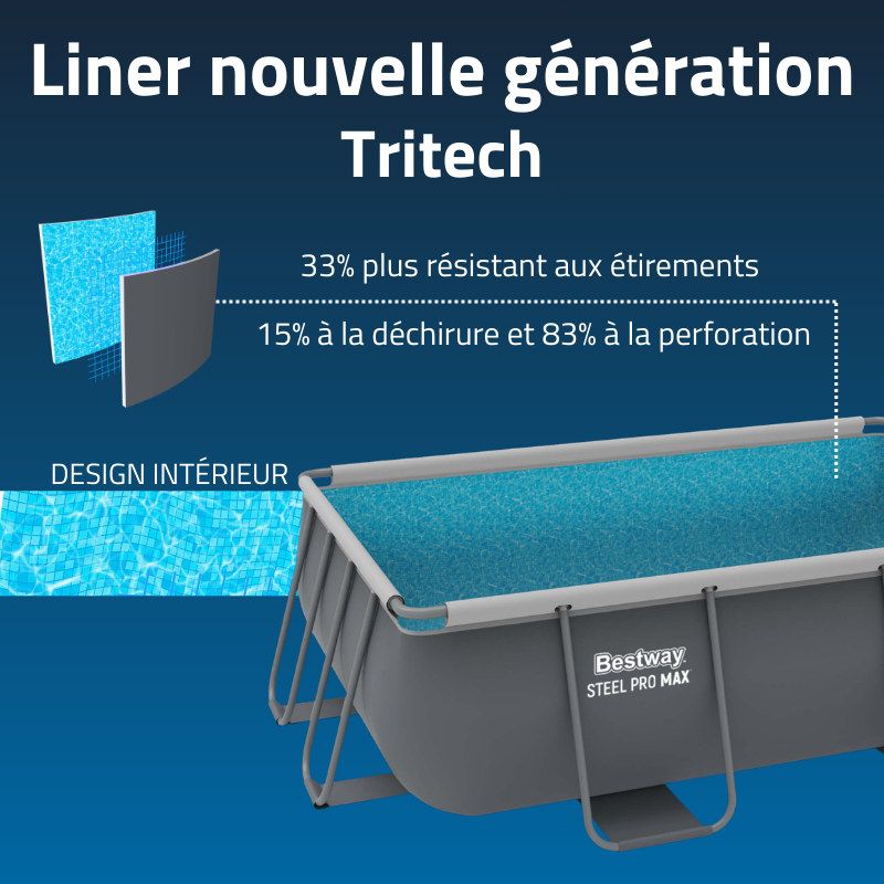 Piscine Tubulaire Rect. Bestway Steel Pro Max 282x196 Grise