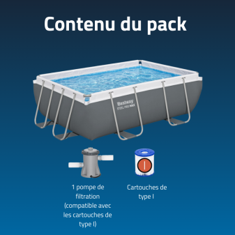 Piscine Tubulaire Rect. Bestway Steel Pro Max 282x196 Grise