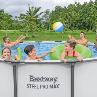 Piscine hors sol tubulaire ronde Bestway Steel Pro Max 427 x 84 cm gris clair