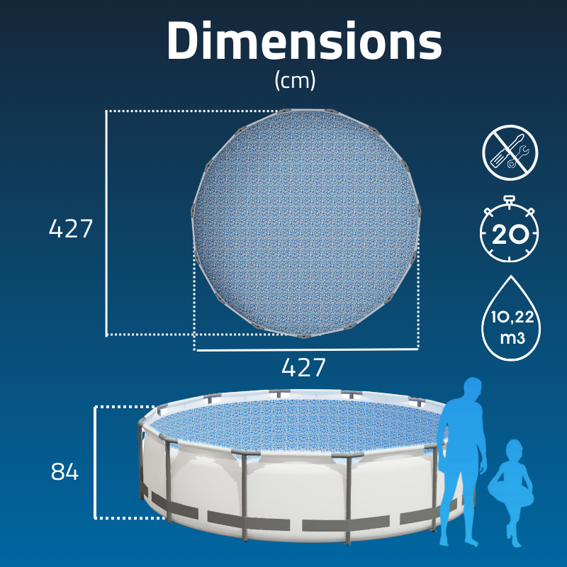 Piscine Tubulaire Ronde Bestway Steel Pro Max 427x84 Grise