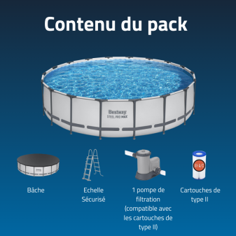 Piscine Tubulaire Ronde Bestway Steel Pro Max 549x122 Grise