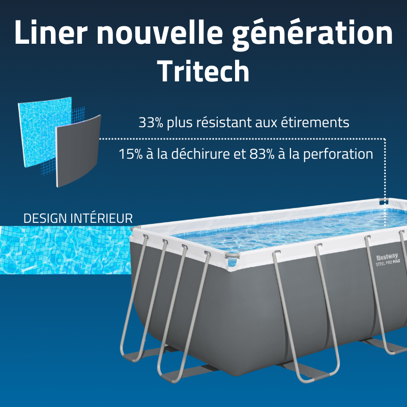 Piscine Tubulaire Rect. Bestway Steel Pro Max 412x201 Grise