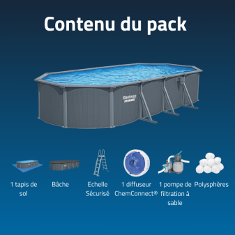 Piscine acier hors sol ovale Hydrium 730 x 360 x 130 cm