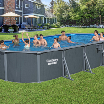 Piscine acier hors sol  Ovale  Hydrium  Paroi en acier  730 x 360 x 132 cm