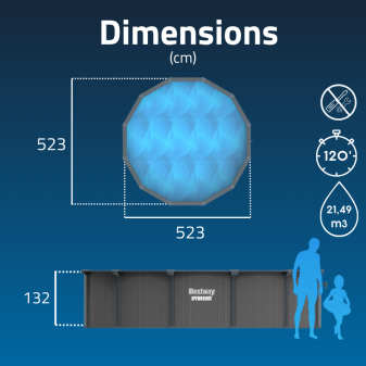 Piscine Acier Ronde Bestway Hydrium 488x132 Gris Foncé
