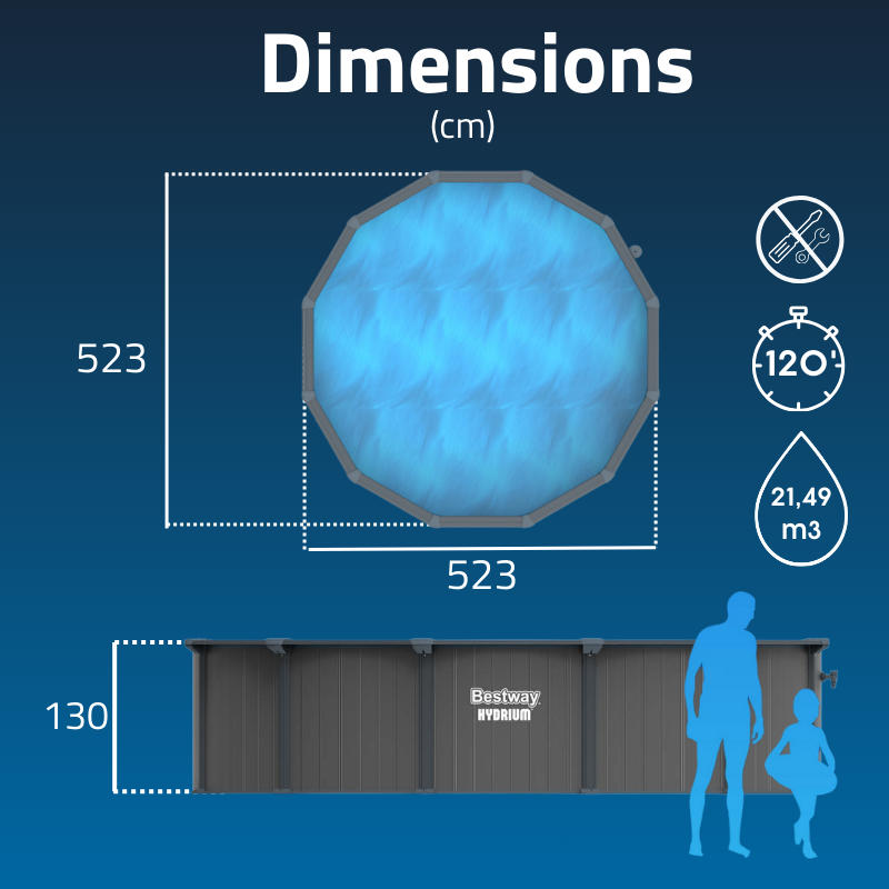 Piscine acier hors sol ronde Hydrium 490 x 130 cm effet bois