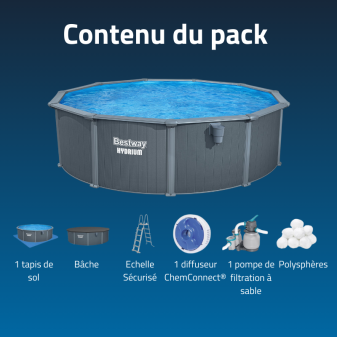 Piscine acier hors sol ronde Hydrium 490 x 130 cm effet bois