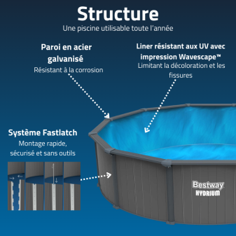 Piscine Acier Ronde Bestway Hydrium 488x132 Gris Foncé
