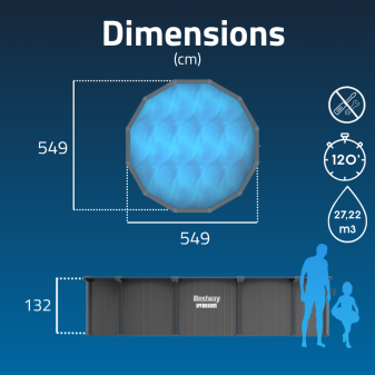 Piscine Acier Ronde Bestway Hydrium 549x132 Gris Foncé Piscine Acier Ronde Bestway Hydrium 549x132 Gris Foncé