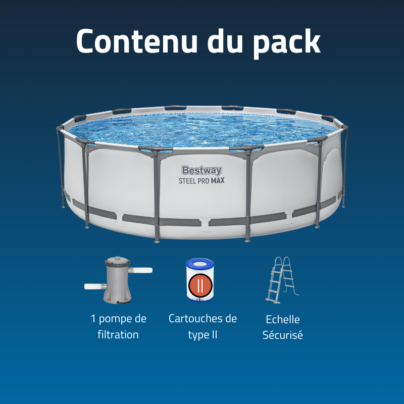 Piscine hors sol ronde 366 x 100cm Steel Pro Max