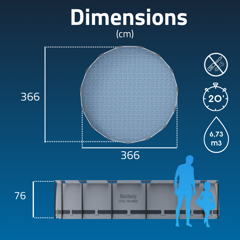 Piscine hors sol ronde Steel Pro Max 366 x 76 cm