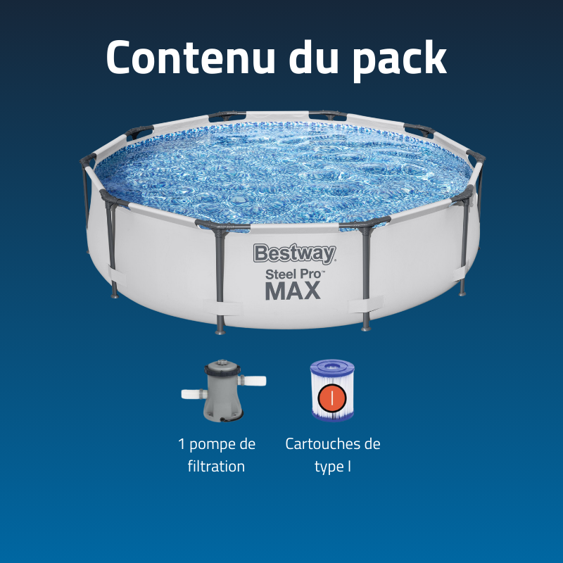 Piscine Tubulaire Ronde Bestway Steel Pro Max 305x76 Grise