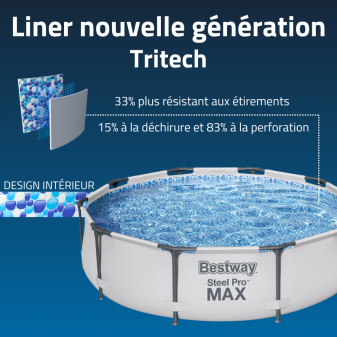 Piscine Tubulaire Ronde Bestway Steel Pro Max 305x76 Grise