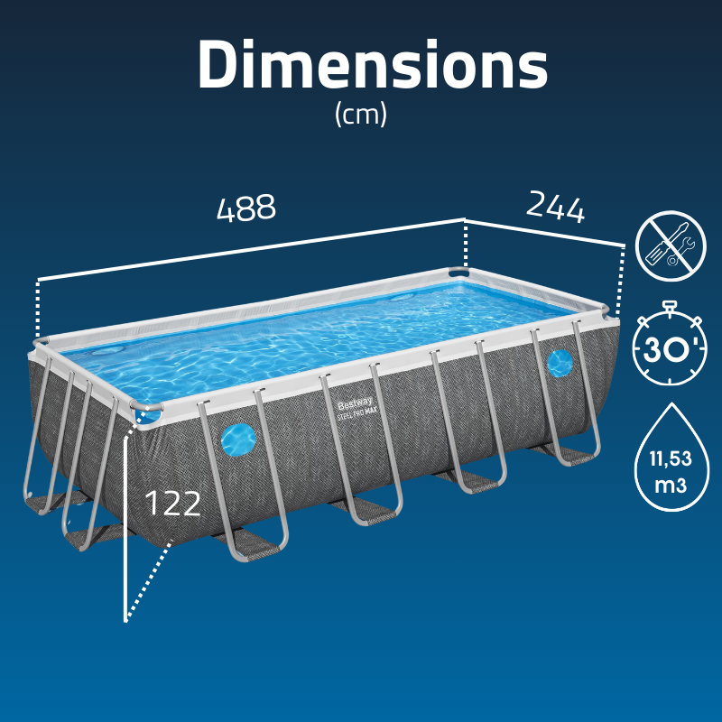 Piscine hors sol rectangle 488x244x122cm Splashview