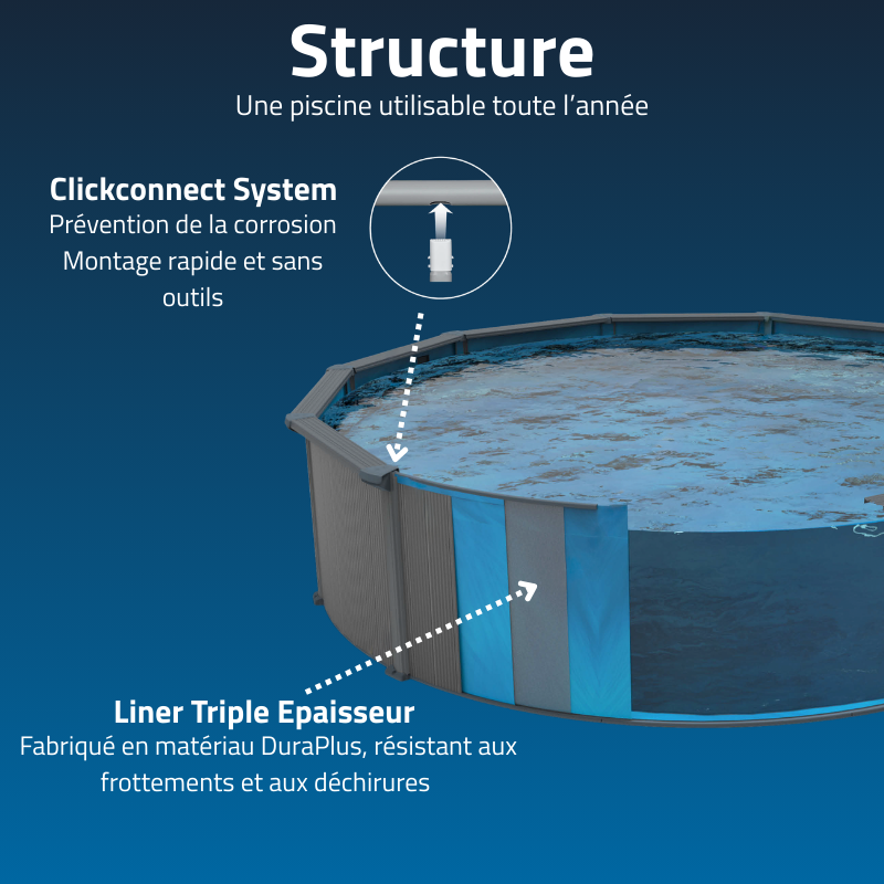 Piscine acier hors sol ovale Hydrium 730 x 360 x 130 cm