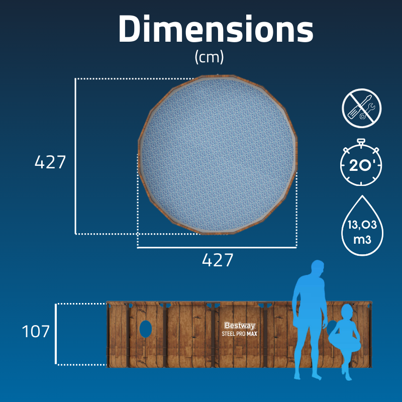 Piscine hors sol ronde 427 x 107 cm Steel Pro Max Splashview