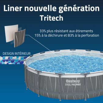 Piscine hors sol ronde Steel Pro Max 457 x 107 cm avec lumière LED