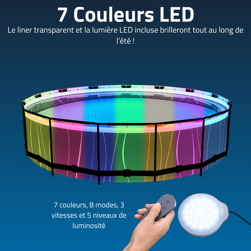 Piscine hors sol ronde Steel Pro Max 457 x 107 cm avec lumière LED